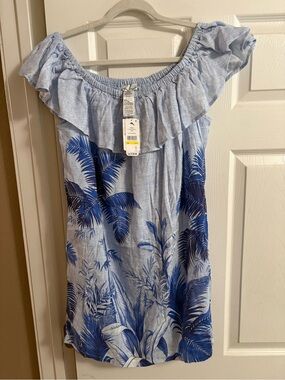 Tommy Bahama Light Blue Mini Dress with Navy Palm Print
